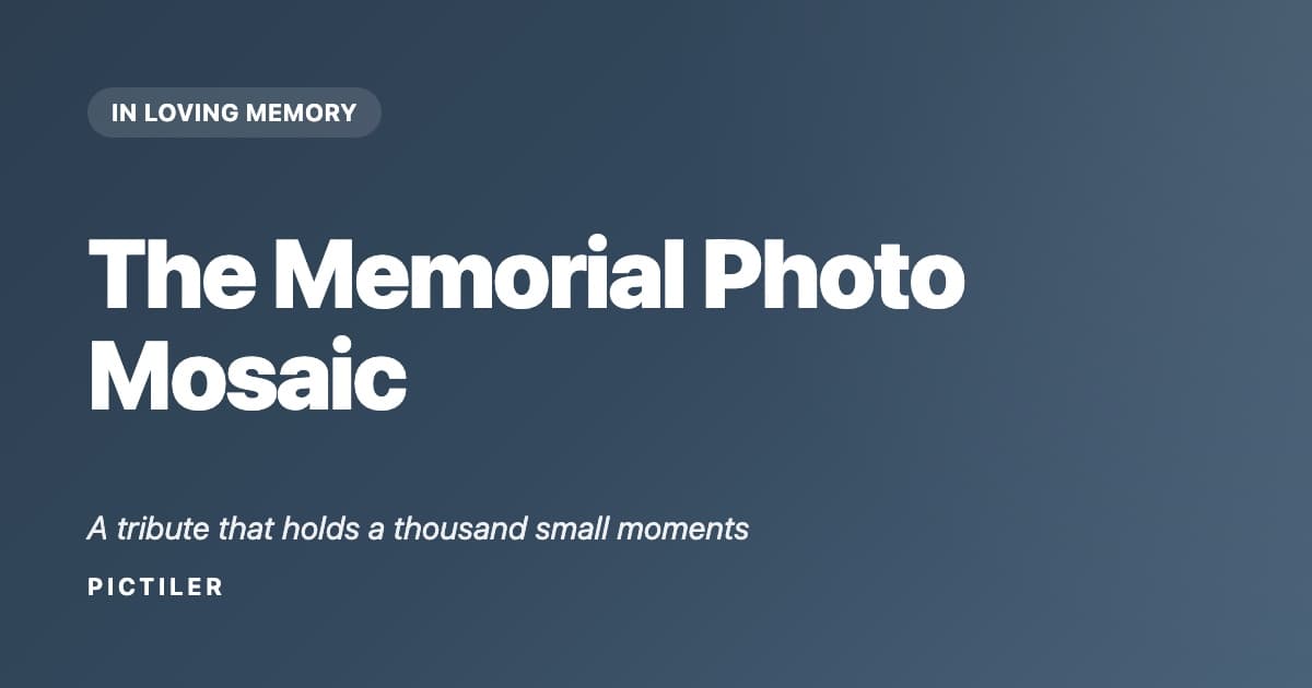 A memorial photo mosaic tribute, a portrait built from a lifetime of photos