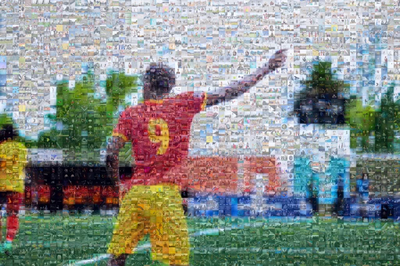 A sports photo mosaic, suited as a career or retirement gift