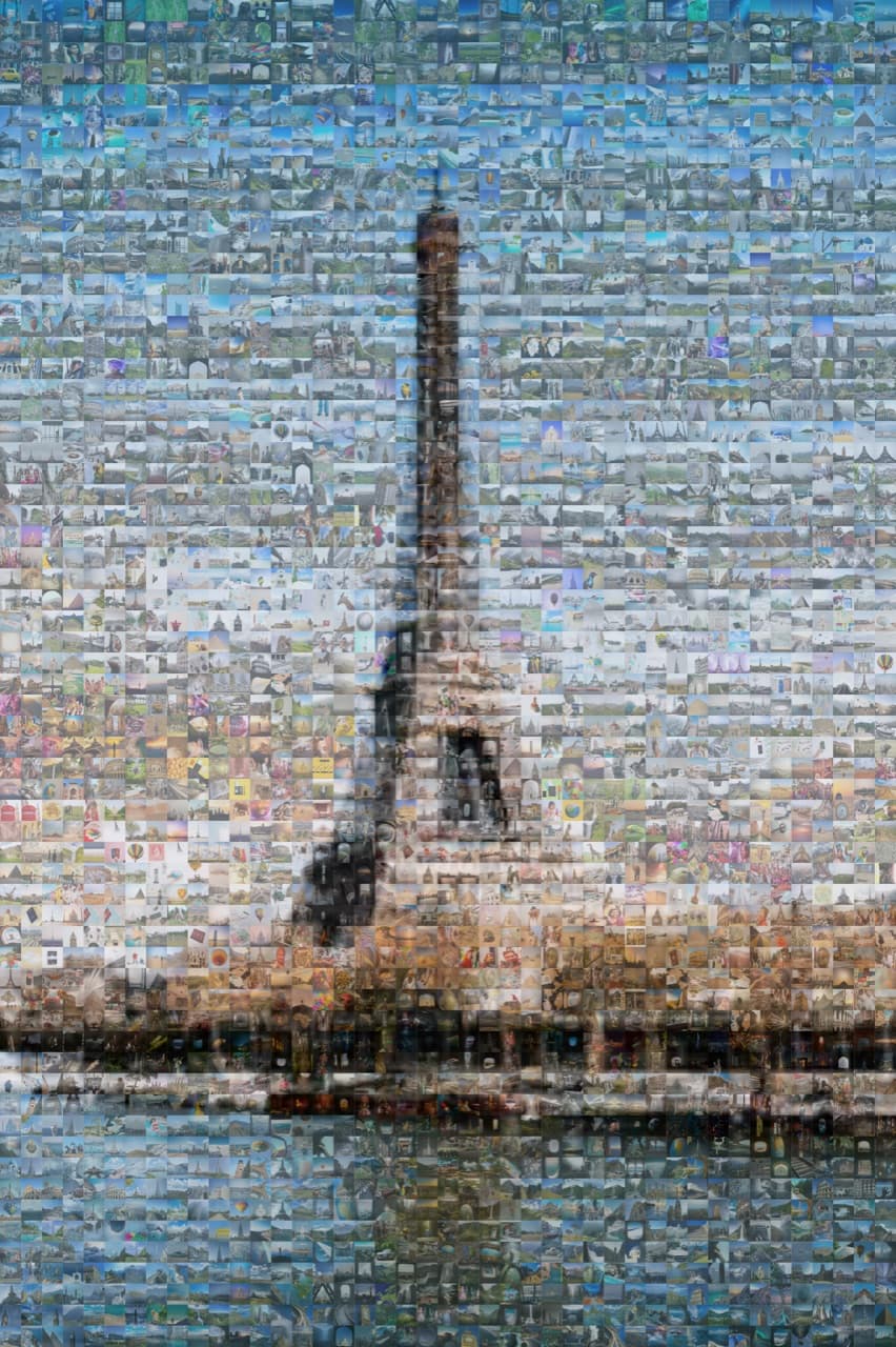 An Eiffel Tower travel photo mosaic, a great friendship gift idea